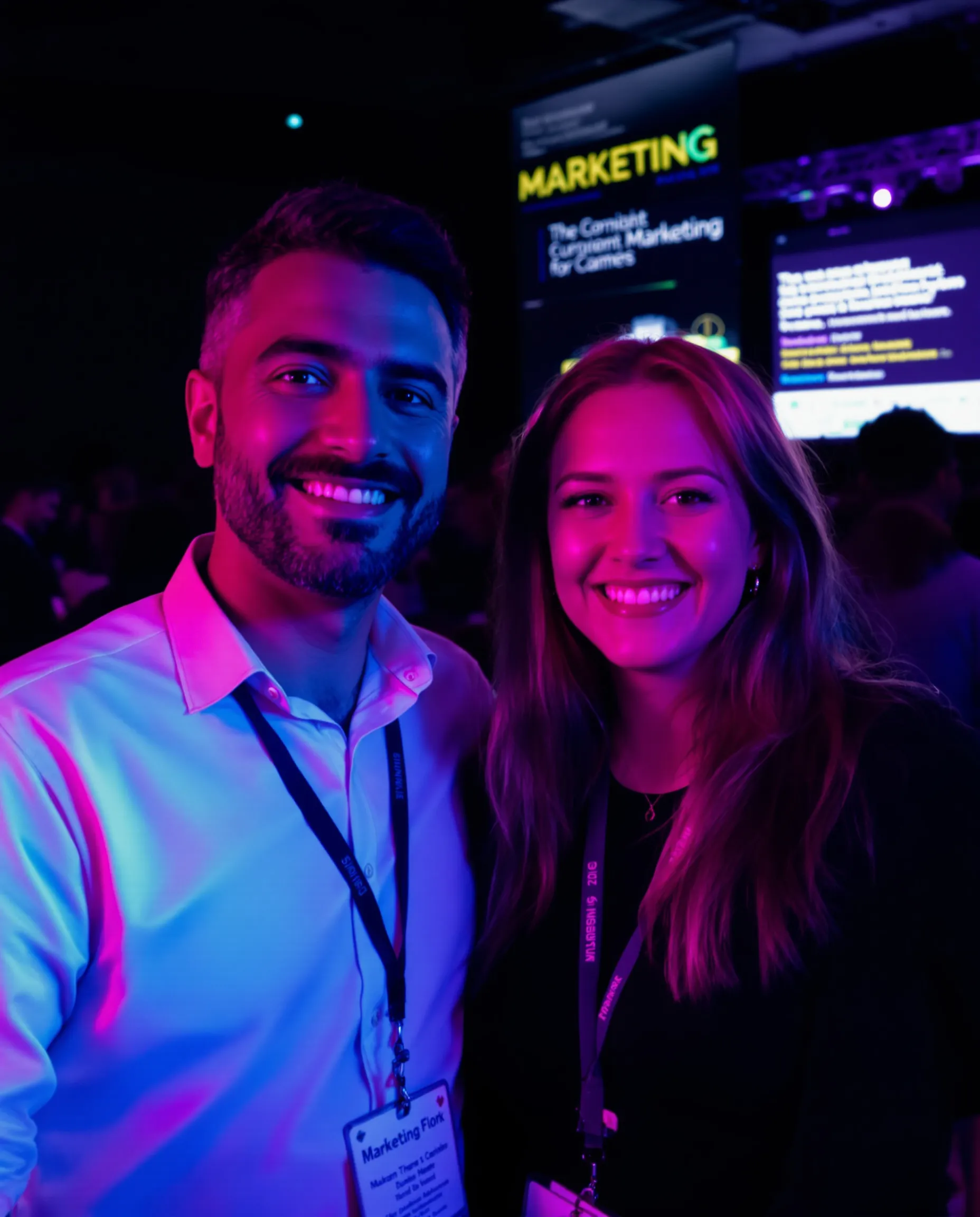 a man and a woman at a conference